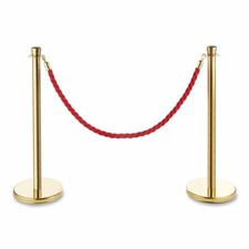Linno® PREMIUM GOLDEN  POLISHED STAINLESS STEEL QUEUE BARRIER POSTS 1.5M ROPE