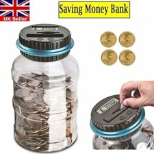 Electronic Digital LCD UK Coin Counter Counting Jar Money Saving Box Piggy Bank