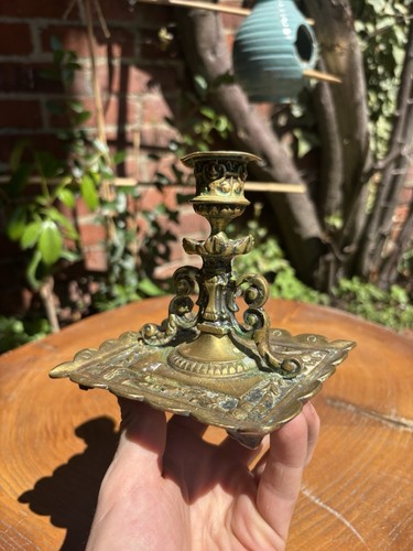 Antique brass chamberstick - brass,