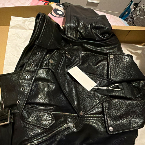 Zara black leather biker - zara,
