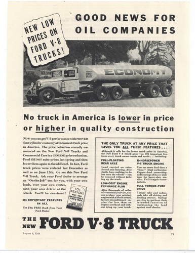 1934 ford truck ad - v-8,