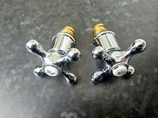 REPLACEMENT HOT & COLD VICTORIAN STYLE TAP TOP HEAD COVERS CHROME PLATED 