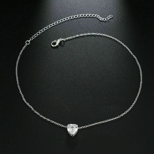 Women crystal heart necklace - heart,