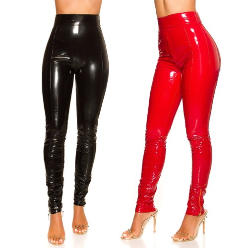 Latex look leggings high waist - look,