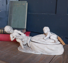 NEW French Vintage CHERUBS Figures Stone Shabby Chic Ornate TRINKET Storage Box