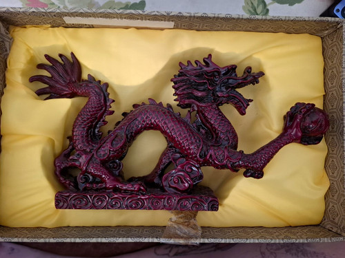 Red dragon figurine ornament - red,