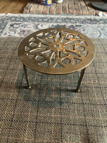 Vintage solid brass trivet - brass,