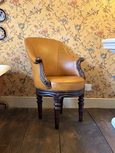 Victorian leather tub - a, chair