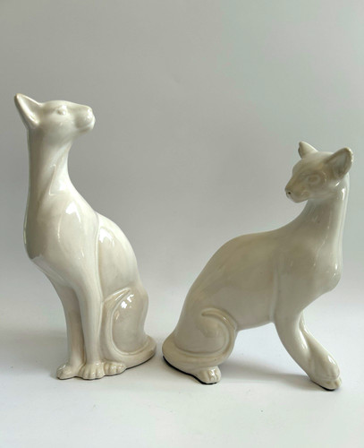 Vintage pair ceramic cat - pair,