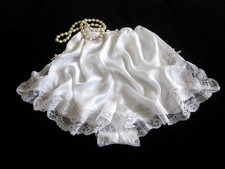 Soft Satin French Knickers Panties S Lacy White Silky Drapey Vintage Style NEW