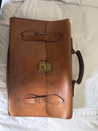 Vintage tan leather briefcase - vintage,