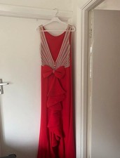 Pia Michi Red Occassion Dress With Open Back and Bow Detailing