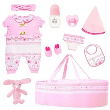 10 Pieces Reborn Baby Doll Clothes For 17-22 Inch Newborn W Bassinet Girls Gift 