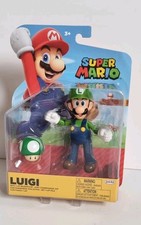 Super Mario Ice Luigi With Mushroom 4” Inch 10CM - Jakks Pacific Toy Figure