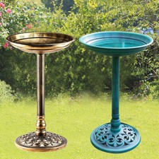 Outdoor Patio Garden Bird Bath Traditional Ornament Pedestal Birds Water Bowl