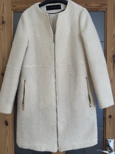 Zara woollen off white coat - off,