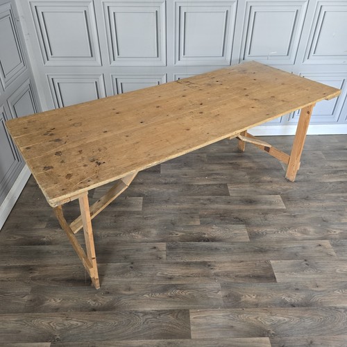 Vintage folding trestle table - vintage,