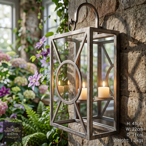 Wall candle lantern mirrored - lantern,