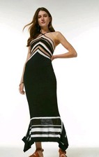 KAREN MILLEN Multi Stripe Textured Knit Dress Size S