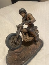 Vintage Harley Davidson Motorcycle  bronze Sculpture with Rider detailed!!!!!