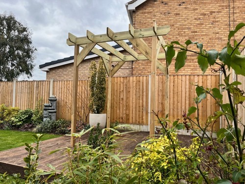 Wooden timber garden patio - wooden,