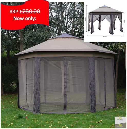Gazebo metal frame mesh draped - metal,