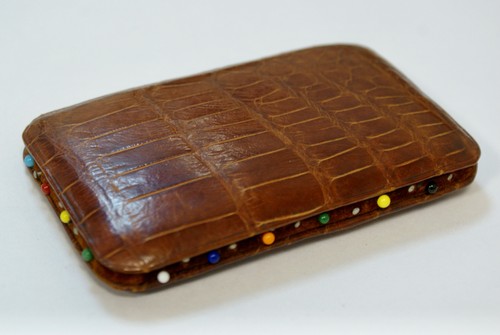 Vintage croc leather - leather, pin