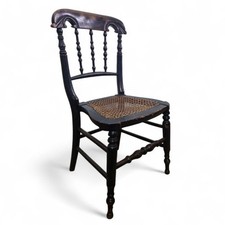 Victorian Childs / Teddy Chair - Vintage spindle turned wood + bergere cane seat