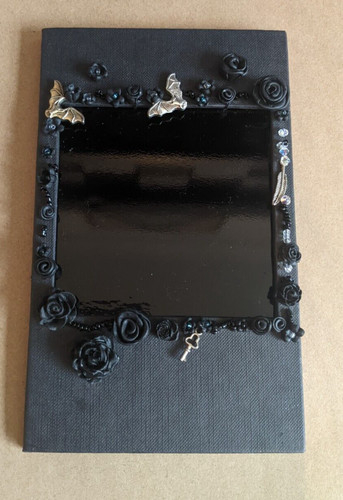 Handmade black scrying - , mirror