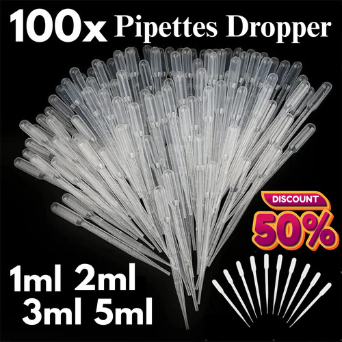 100x clear plastic pipettes - clear,