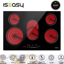 IsEasy 77cm Black 5Zone Frameless Touch Control Timer Electric Ceramic Hob 8600W