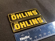 2x OHLINS Metal Decal/Sticker, BLK, Heat Proof-Motorbike Exhaust. Free Delivery