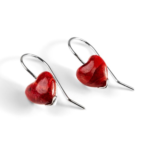 Silver and red horn - silver, coral