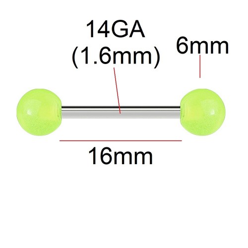 14g 16mm tongue bar light - 14g,