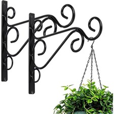 4X Heavy Duty Garden Metal Hanging Basket Brackets Plant Hanger Hook Wall Decor