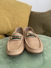 Bally, Swiss Made Leather Driving Loafer Slip-On Shoes Size 9 Uk Beige 