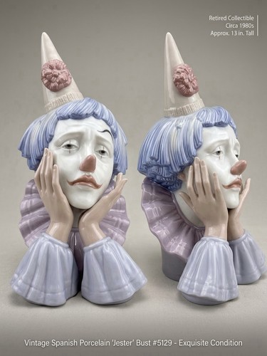 Lladro 5129 jester sad clown - lladro,