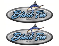 Two Black Fin Boat Oval Stickers for Restoration Project