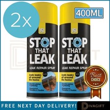 2 x BLACK LEAK REPAIR SPRAY 400ML WINDOW ROOF SEALER STOP THAT LEAK STOP SEALANT
