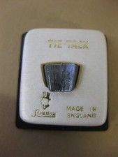 Vintage Stratton Tie-Tack / Tie Pin ~ Gold Tone Silver Tone & Slate Grey ~ Boxed