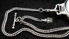 12 Inches Long Pocket Watch Chain with Ornate Tibetan CROWN Fob