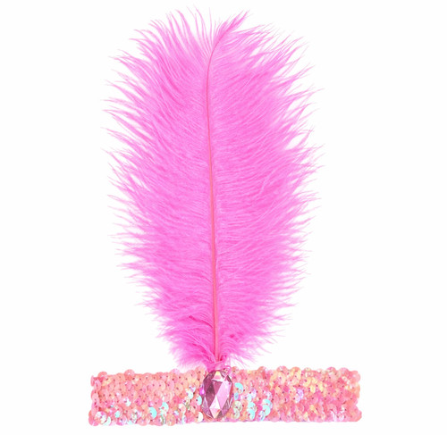 Pink flapper headband 1920s - pink,