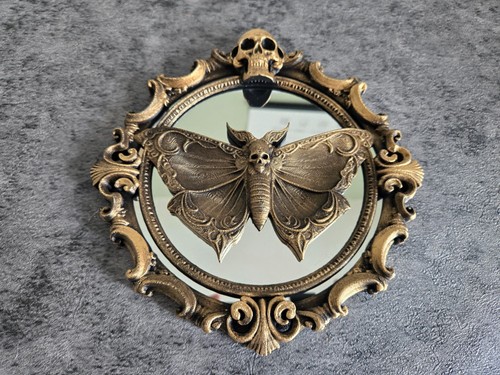 Gothic deathmoth mirror round - mirror,,