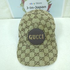 GUCCI Baseball Cap GG Canvas M Size Beige Brown Made in Italy Used from Japan