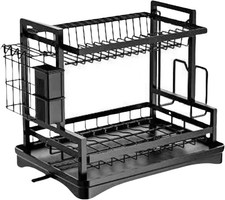Dish Rack 2 Tier Double Layer Kitchen  Multifunctional Iron Dish Drying Rack