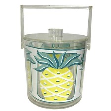 HJ Stotter Plastic Acrylic Ice Bucket Robbie Capp Pineapple Design Vintage MCM