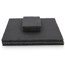 TtS Set of 8 Natural Slate 4 Table Placemats & 4 Coasters Wedding Party Black