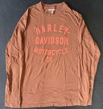 Harley Davidson Men’s Long Sleeve T-Shirt Regular Orange Size Large