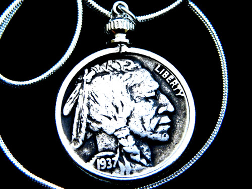 1937 necklace buffalo indian - buffalo,