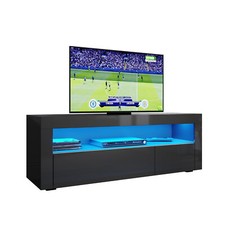Modern Black TV Stand High Gloss Doors Entertainment Unit Cabinet With LED Light